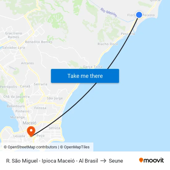 Rua São Miguel 65 Ipioca Maceió - Alagoas 57039-880 Brasil to Seune map