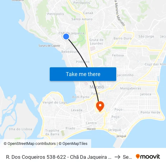R. Dos Coqueiros 538-622 - Chã Da Jaqueira Maceió - Al Brasil to Seune map