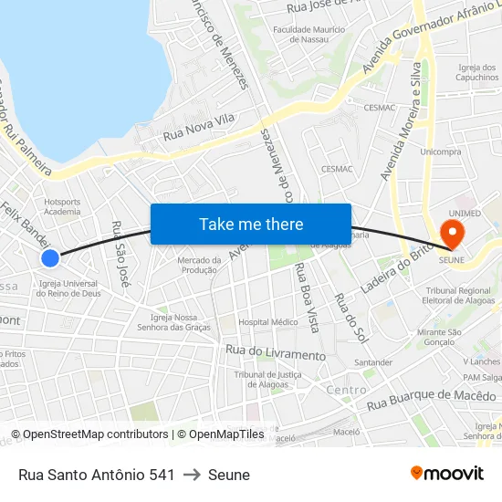 Rua Santo Antônio 541 to Seune map