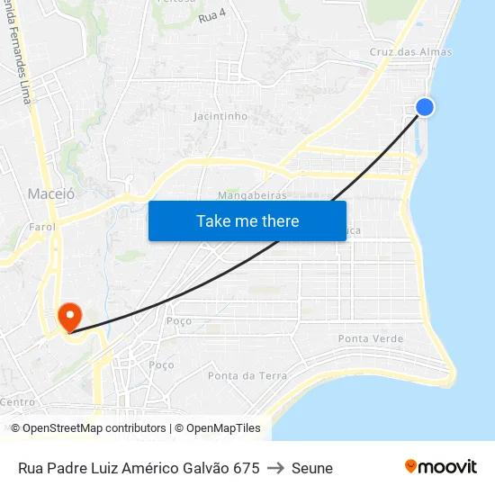 Rua Padre Luiz Américo Galvão 675 to Seune map