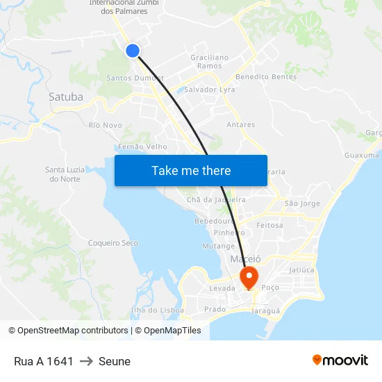 Rua A 1641 to Seune map