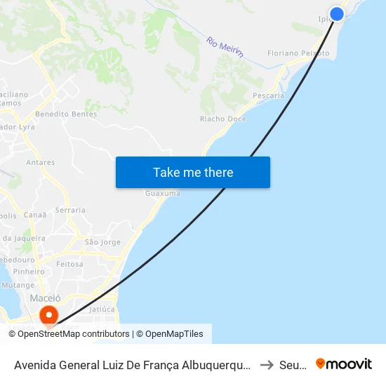 Avenida General Luiz De França Albuquerque 42 to Seune map