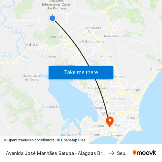 Avenida José Manhães Satuba - Alagoas Brasil to Seune map