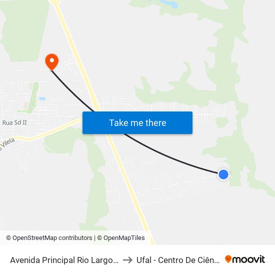 Avenida Principal Rio Largo - Alagoas Brasil to Ufal - Centro De Ciências Agrárias map