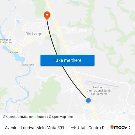 Avenida Lourival Melo Mota 591c Rio Largo - Alagoas 57100-000 Brasil to Ufal - Centro De Ciências Agrárias map