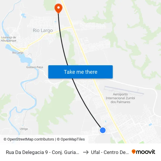 Rua Da Delegacia 9 - Conj. Guriata Rio Largo - Al 57100-000 Brasil to Ufal - Centro De Ciências Agrárias map