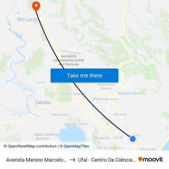 Avenida Menino Marcelo, 945-1333 to Ufal - Centro De Ciências Agrárias map