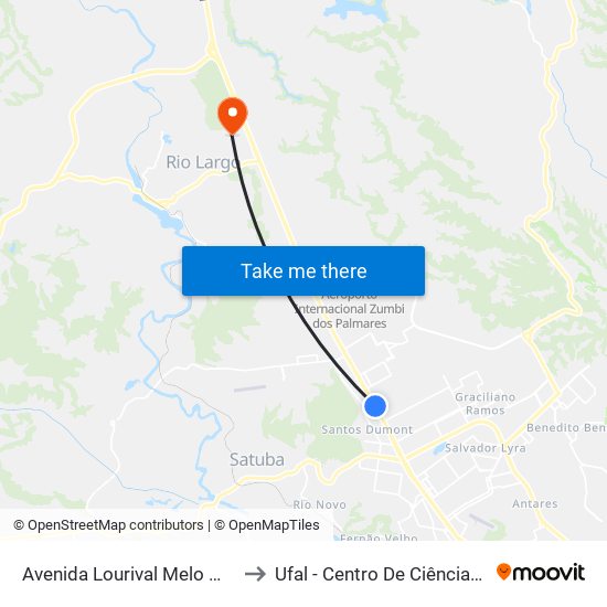 Avenida Lourival Melo Mota, 5020 to Ufal - Centro De Ciências Agrárias map