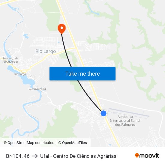 Br-104, 46 to Ufal - Centro De Ciências Agrárias map