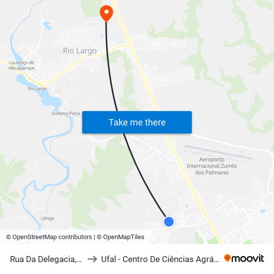 Rua Da Delegacia, 12 to Ufal - Centro De Ciências Agrárias map