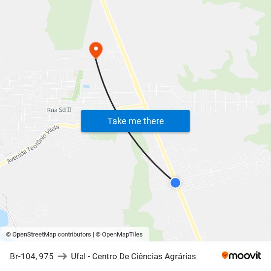 Br-104, 975 to Ufal - Centro De Ciências Agrárias map