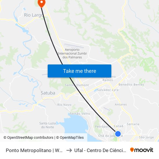 Ponto Metropolitano | Walmart Farol to Ufal - Centro De Ciências Agrárias map