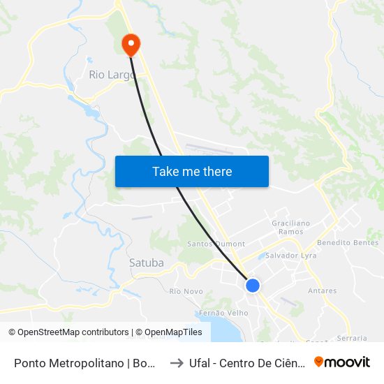 Ponto Metropolitano | Bomba Do Gonzaga to Ufal - Centro De Ciências Agrárias map