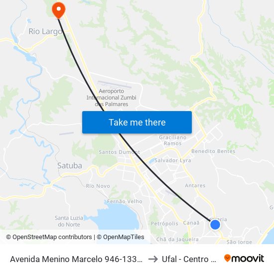 Avenida Menino Marcelo 946-1334 Maceió - Al República Federativa Do Brasil to Ufal - Centro De Ciências Agrárias map