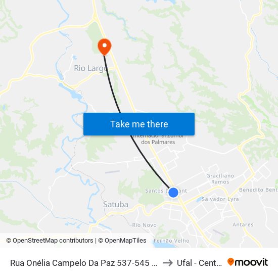 Rua Onélia Campelo Da Paz 537-545 - Santos Dumont Maceió - Al 57075-720 República Federativa Do Brasil to Ufal - Centro De Ciências Agrárias map