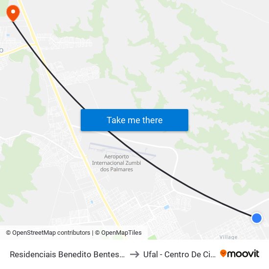 Residenciais Benedito Bentes Maceió - Alagoas Brasil to Ufal - Centro De Ciências Agrárias map