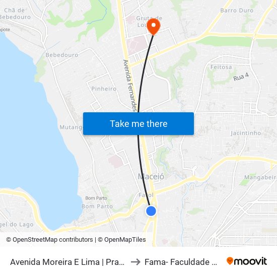 Avenida Moreira E Lima | Praça Centenário to Fama- Faculdade De Maceió map