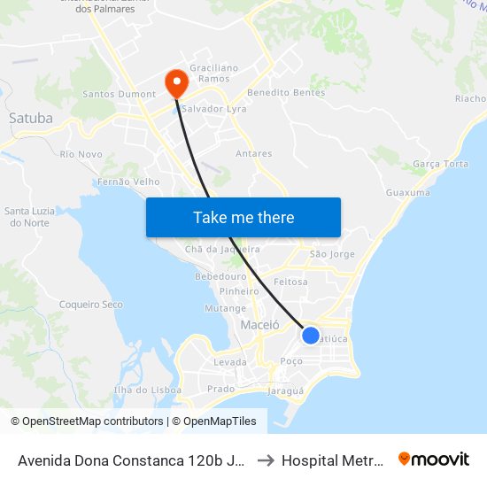 Avenida Dona Constanca 120b Jatiúca Maceió - Alagoas 57036-370 Brasil to Hospital Metropolitano De Alagoas map