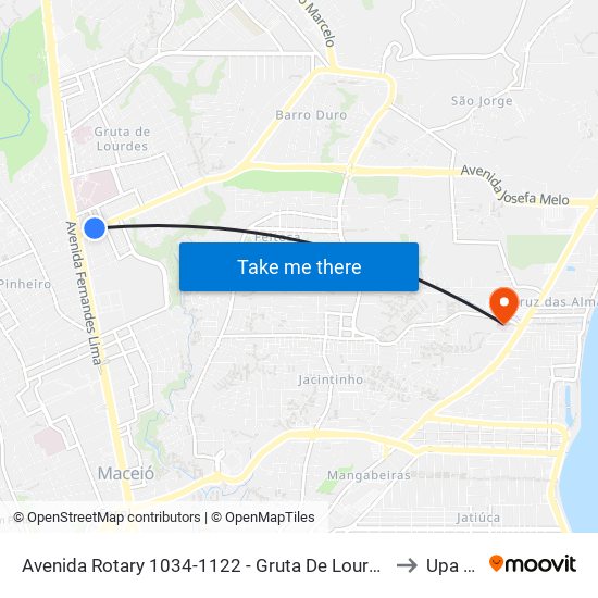 Avenida Rotary 1034-1122 - Gruta De Lourdes Maceió - Al 57052-480 República Federativa Do Brasil to Upa Jacintinho map