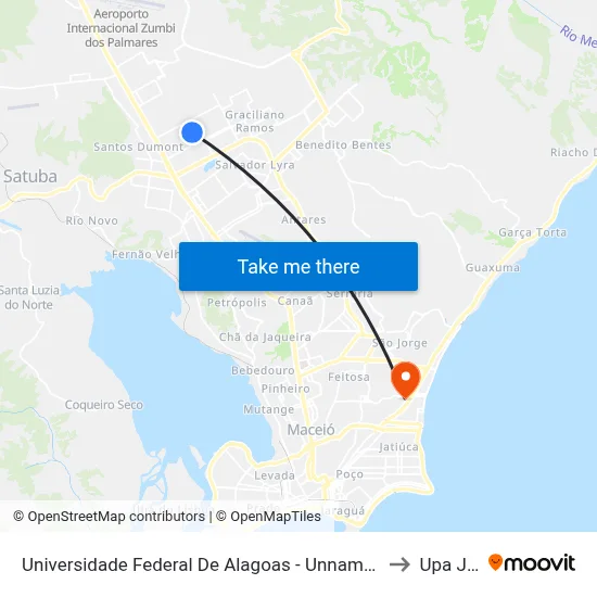 Universidade Federal De Alagoas - Unnamed Road - Cidade Universitária Maceió - Al Brasil to Upa Jacintinho map