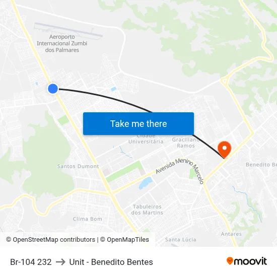 Br-104 232 to Unit - Benedito Bentes map