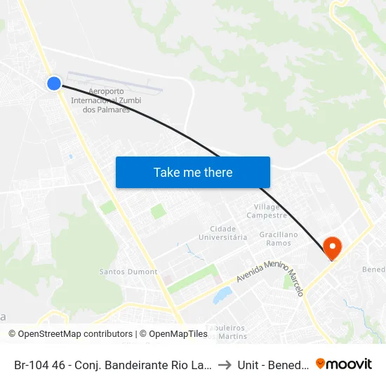 Br-104 46 - Conj. Bandeirante Rio Largo - Al 57100-000 Brasil to Unit - Benedito Bentes map
