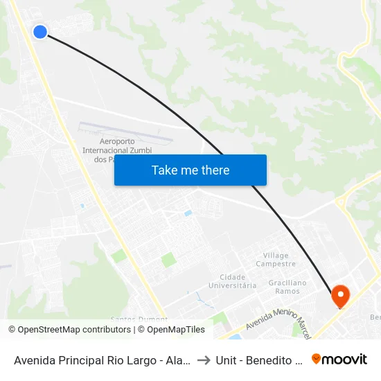 Avenida Principal Rio Largo - Alagoas Brasil to Unit - Benedito Bentes map
