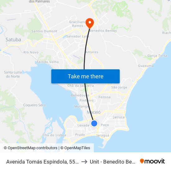 Avenida Tomás Espíndola, 55-171 to Unit - Benedito Bentes map