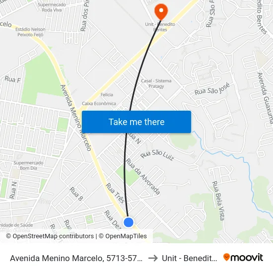 Avenida Menino Marcelo, 5713-5763 | Tanque Cheio to Unit - Benedito Bentes map