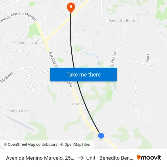 Avenida Menino Marcelo, 25200 to Unit - Benedito Bentes map