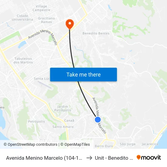 Avenida Menino Marcelo (104-110-117-214) to Unit - Benedito Bentes map