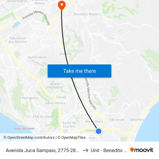 Avenida Juca Sampaio, 2775-2899 | Miramar to Unit - Benedito Bentes map
