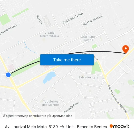 Av. Lourival Melo Mota, 5139 to Unit - Benedito Bentes map
