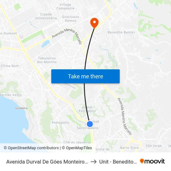 Avenida Durval De Góes Monteiro, 7125 | Canaã to Unit - Benedito Bentes map