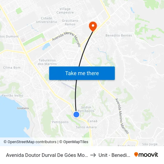 Avenida Doutor Durval De Góes Monteiro, 102 | Funasa to Unit - Benedito Bentes map