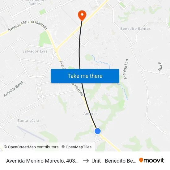 Avenida Menino Marcelo, 4030-4570 to Unit - Benedito Bentes map
