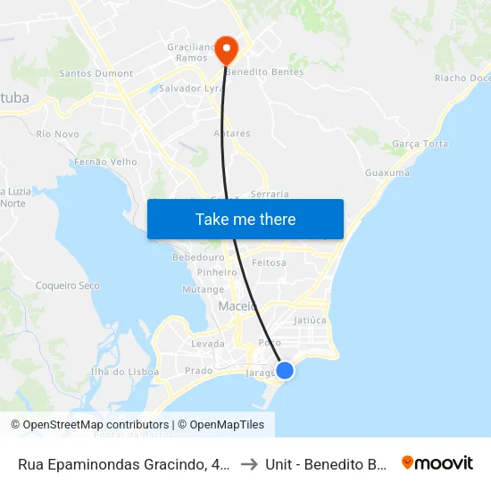 Rua Epaminondas Gracindo, 438-590 to Unit - Benedito Bentes map