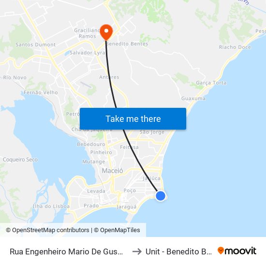 Rua Engenheiro Mario De Gusmão, 978 to Unit - Benedito Bentes map