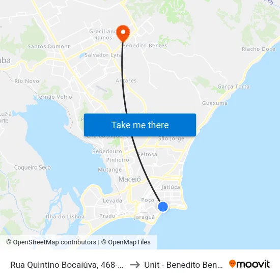Rua Quintino Bocaiúva, 468-686 to Unit - Benedito Bentes map