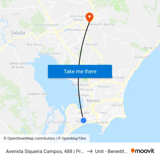 Avenida Siqueira Campos, 488 | Praça Da Faculdade to Unit - Benedito Bentes map