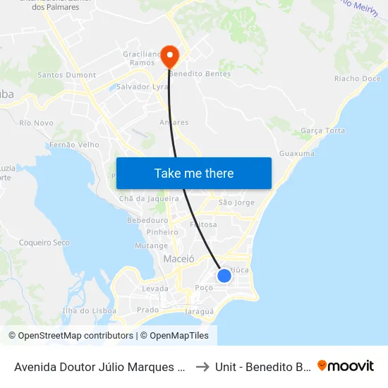 Avenida Doutor Júlio Marques Luz, 1384 to Unit - Benedito Bentes map