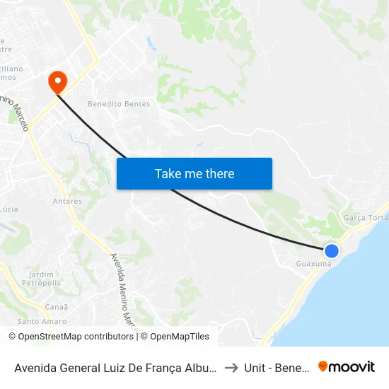 Avenida General Luiz De França Albuquerque, 160 | Sesc Guaxuma to Unit - Benedito Bentes map