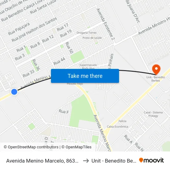 Avenida Menino Marcelo, 8634-8770 to Unit - Benedito Bentes map