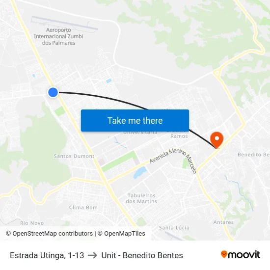 Estrada Utinga, 1-13 to Unit - Benedito Bentes map