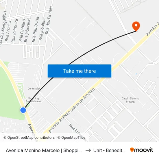 Avenida Menino Marcelo | Shopping Pátio Maceió to Unit - Benedito Bentes map