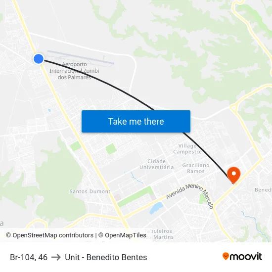 Br-104, 46 to Unit - Benedito Bentes map