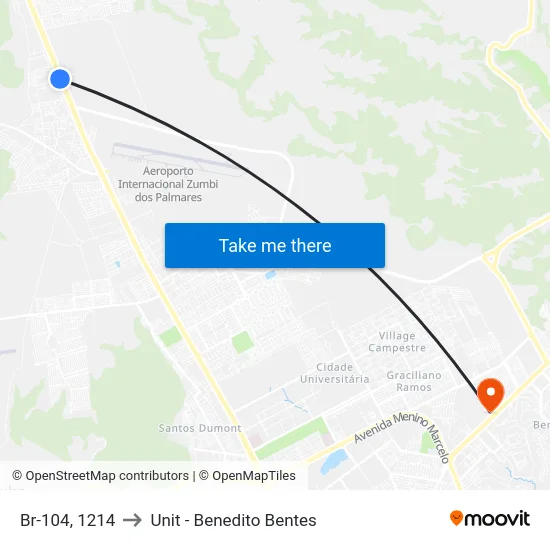 Br-104, 1214 to Unit - Benedito Bentes map