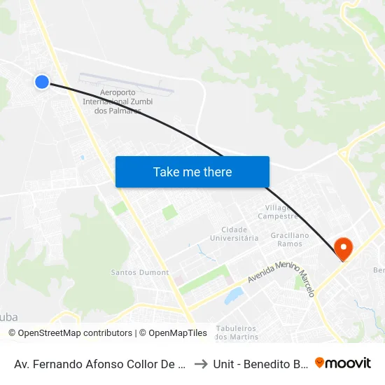 Av. Fernando Afonso Collor De Mello, 50 to Unit - Benedito Bentes map