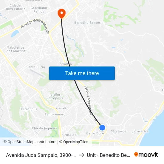 Avenida Juca Sampaio, 3900-4210 to Unit - Benedito Bentes map