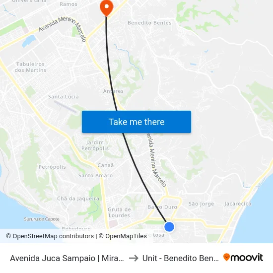 Avenida Juca Sampaio | Miramar to Unit - Benedito Bentes map